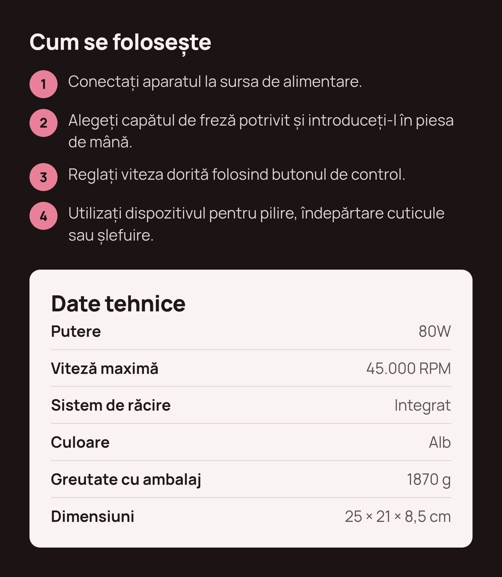 Продуктова страница в eMAG на марката Global Fashion: електрическа пила за нокти GF-119 - 6