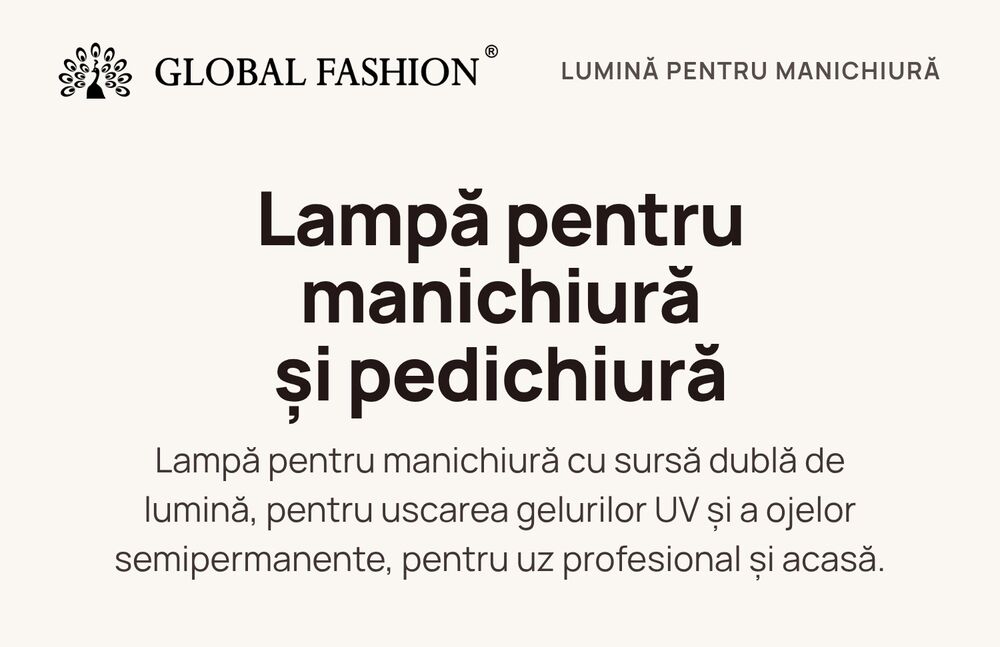 Продуктова страница в eMAG на марката Global Fashion: LED лампа за нокти L-1003 - 1