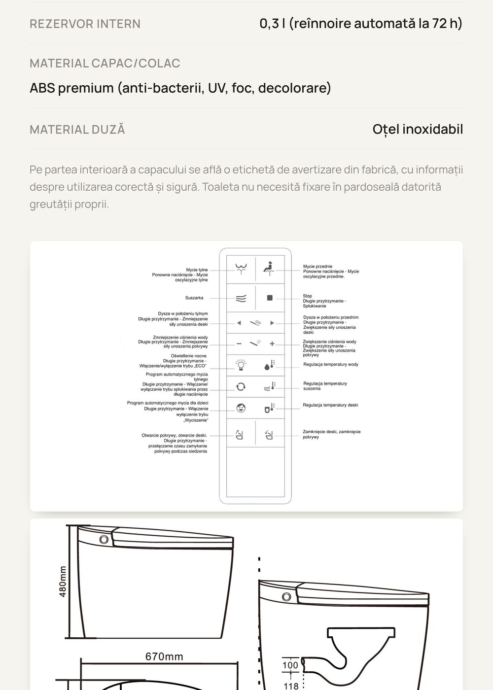 A+ product page on eMAG prepared by HARTA.agency for the Major & Maker brand - smart toilet with bidet - sekcja 8
