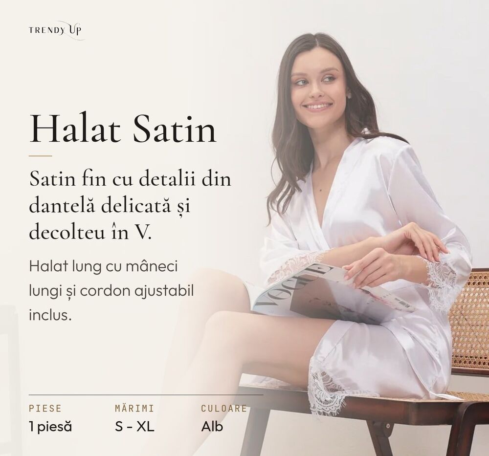 TrendyUp eMAG product page: satin robe with lace - 1